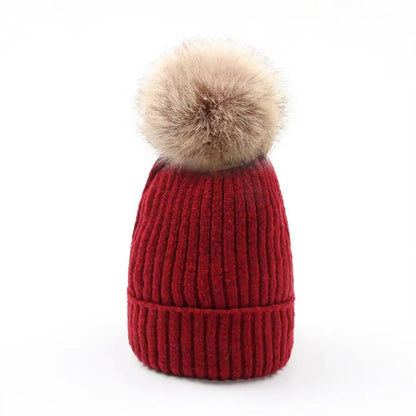Womens Mohair Wool Beanie With Pom Pom