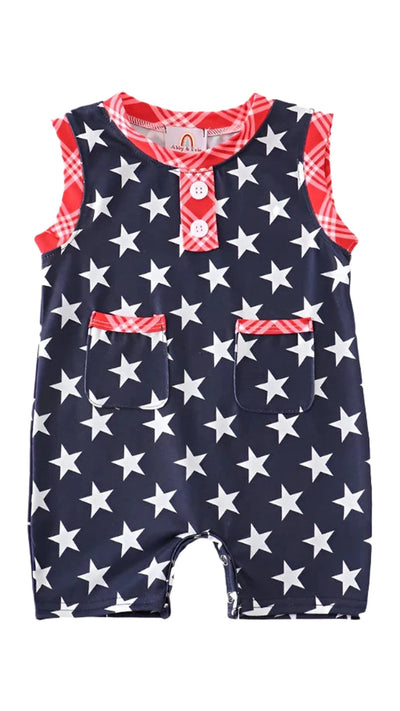 Adorable Patriotic Star Print Boy/Girl Romper For Stylish Babies And Toddlers! - LuckeLadybug LLC