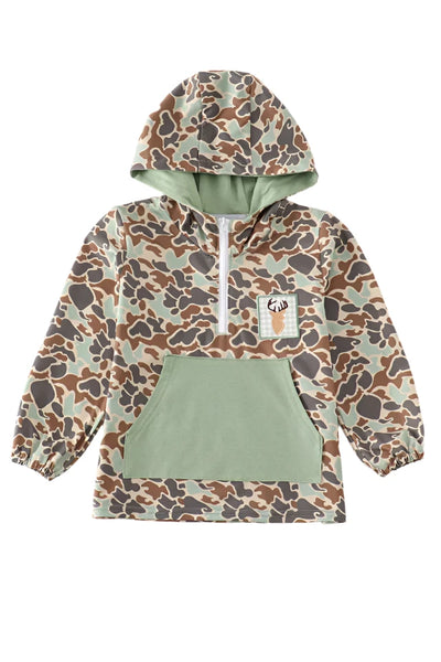 Adorable Camouflage Antler Embroidery Boy Hoodie For Your Little Explorer! - LuckeLadybug LLC