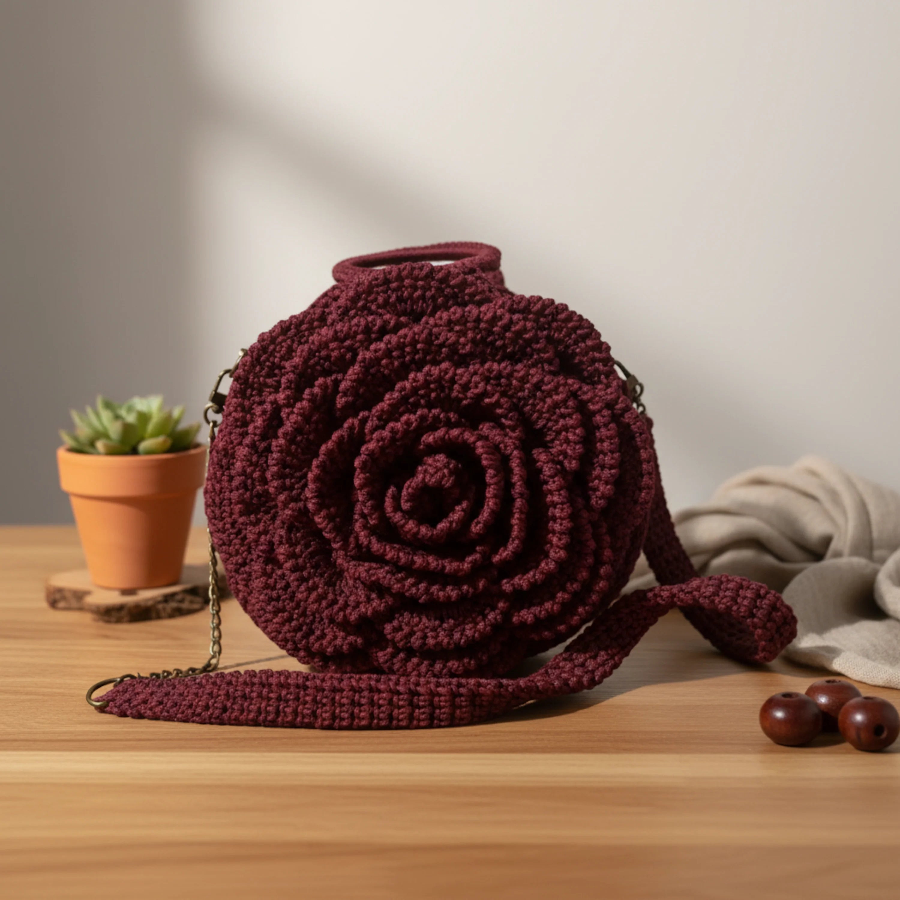 Maasai Rose Artisan Red Crochet Purse