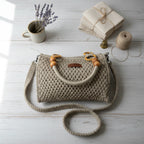 Handmade Beige Crochet Shoulder Bag