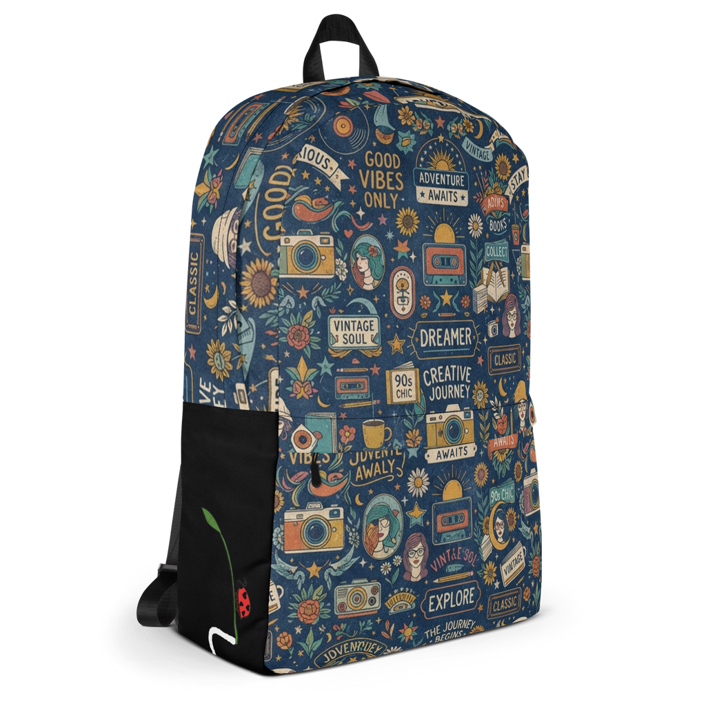Nostalgic Pop Culture Graphic Canvas Backpack