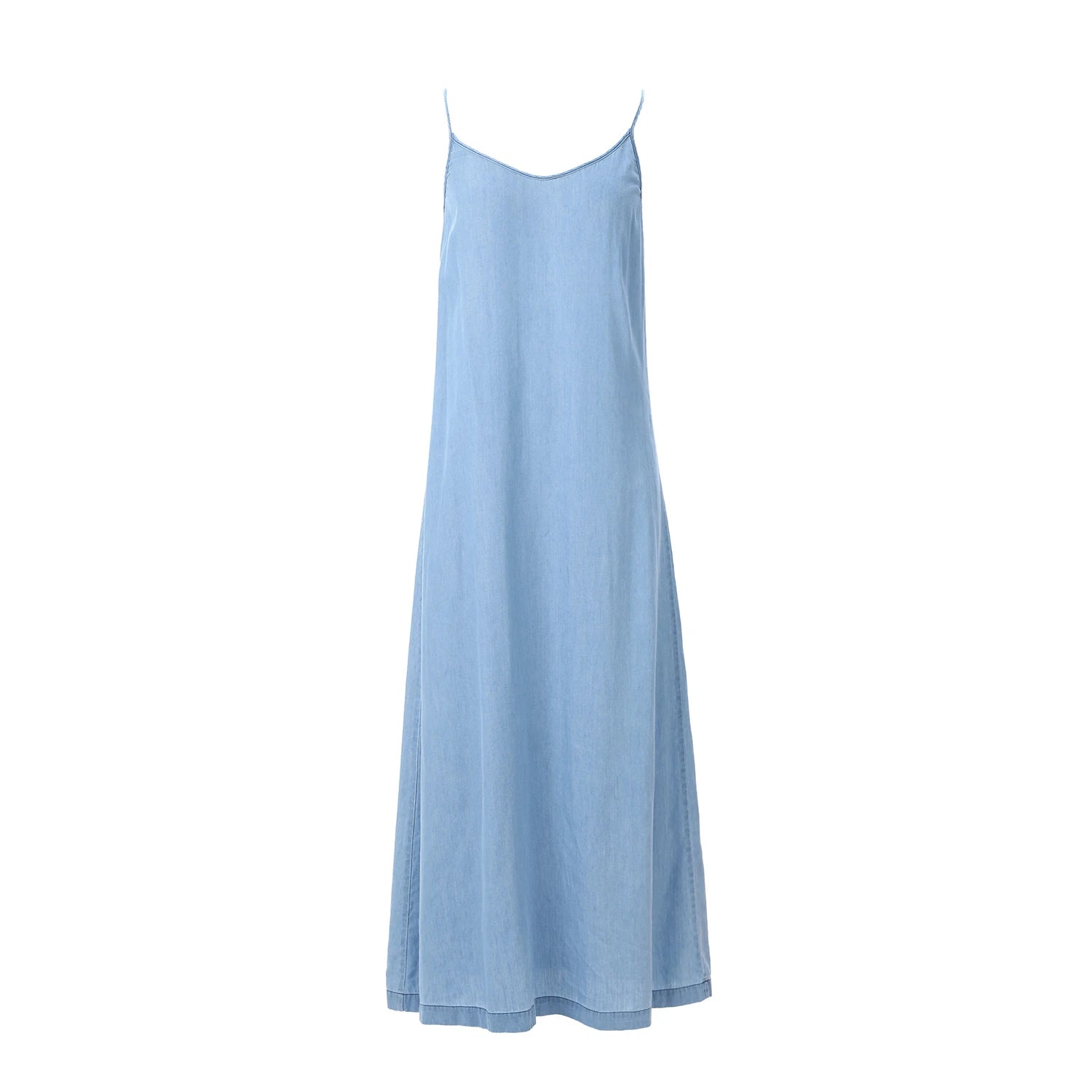 Womens Lightweight Denim Wrap Blouse and Slip Dress Set