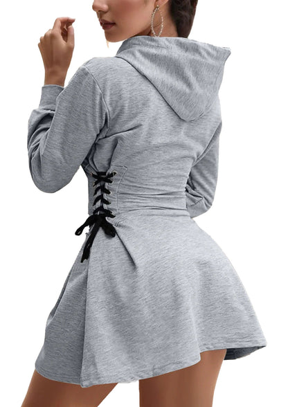 Womens Cinched Waist Hooded Sweatshirt