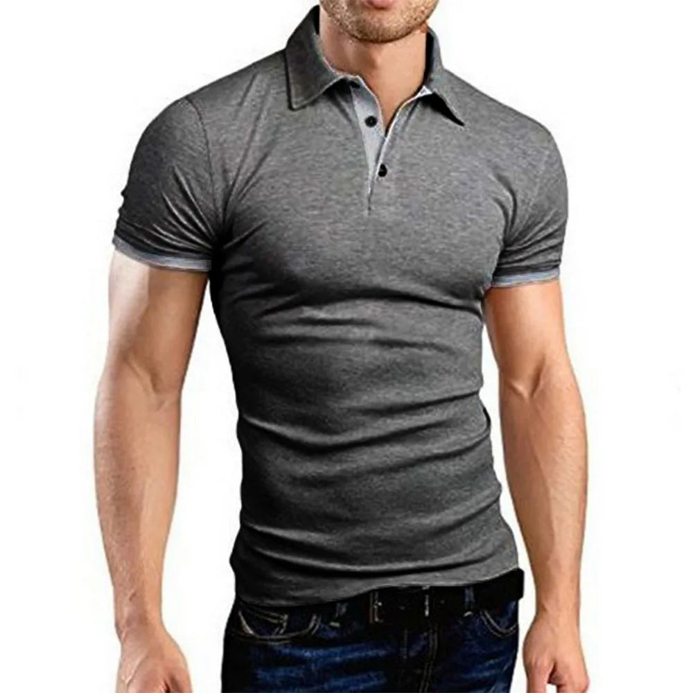Mens Color Block Polo Shirt Trendy Style