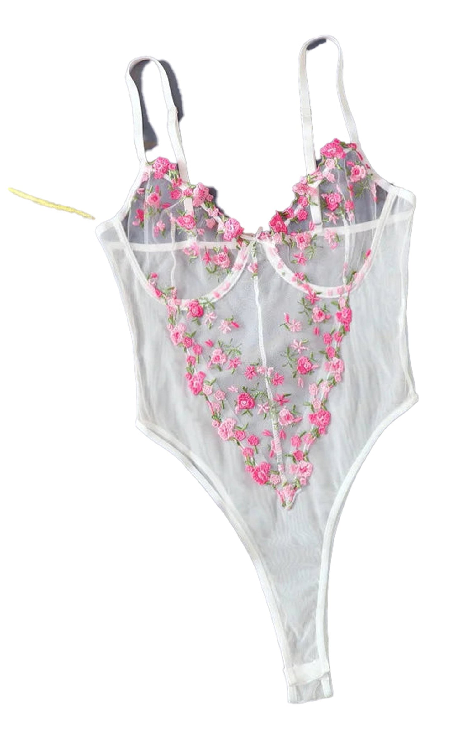 Floral See Through Lingerie Bodysuit