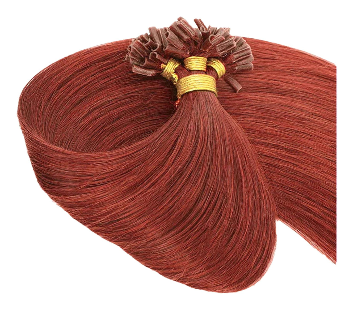 Luxurious Long Straight U Tip Hair Extensions Human Hair in Rich Auburn Color for Stunning Styles