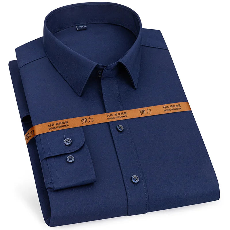 Mens Slim Fit Dress Shirt In Blue