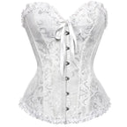White lace corset on a white background