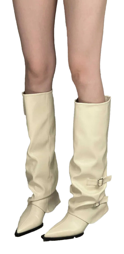 Womens Pointed Toe Knee High Boots