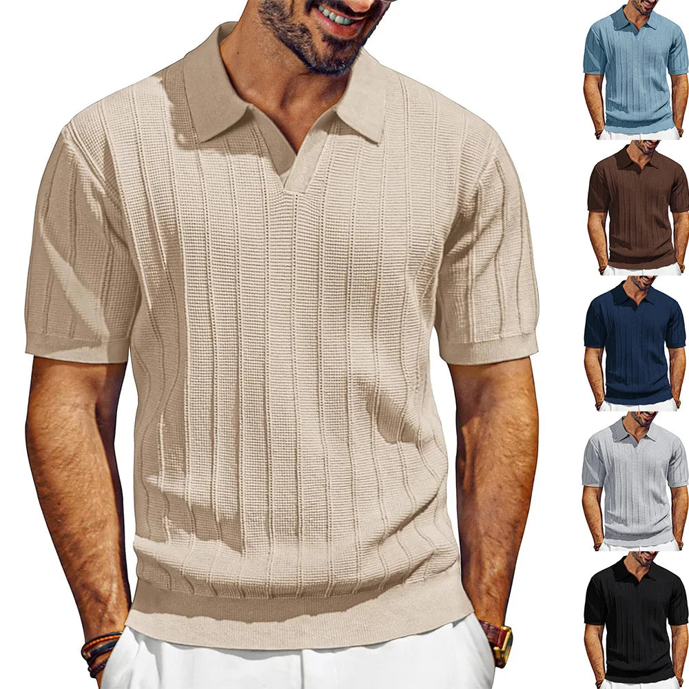 Mens Casual Knitted Polo Shirt Stylish Fit