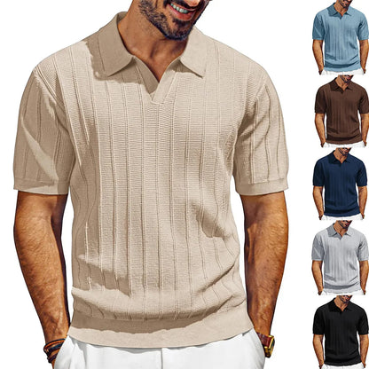 Mens Casual Knitted Polo Shirt Stylish Fit