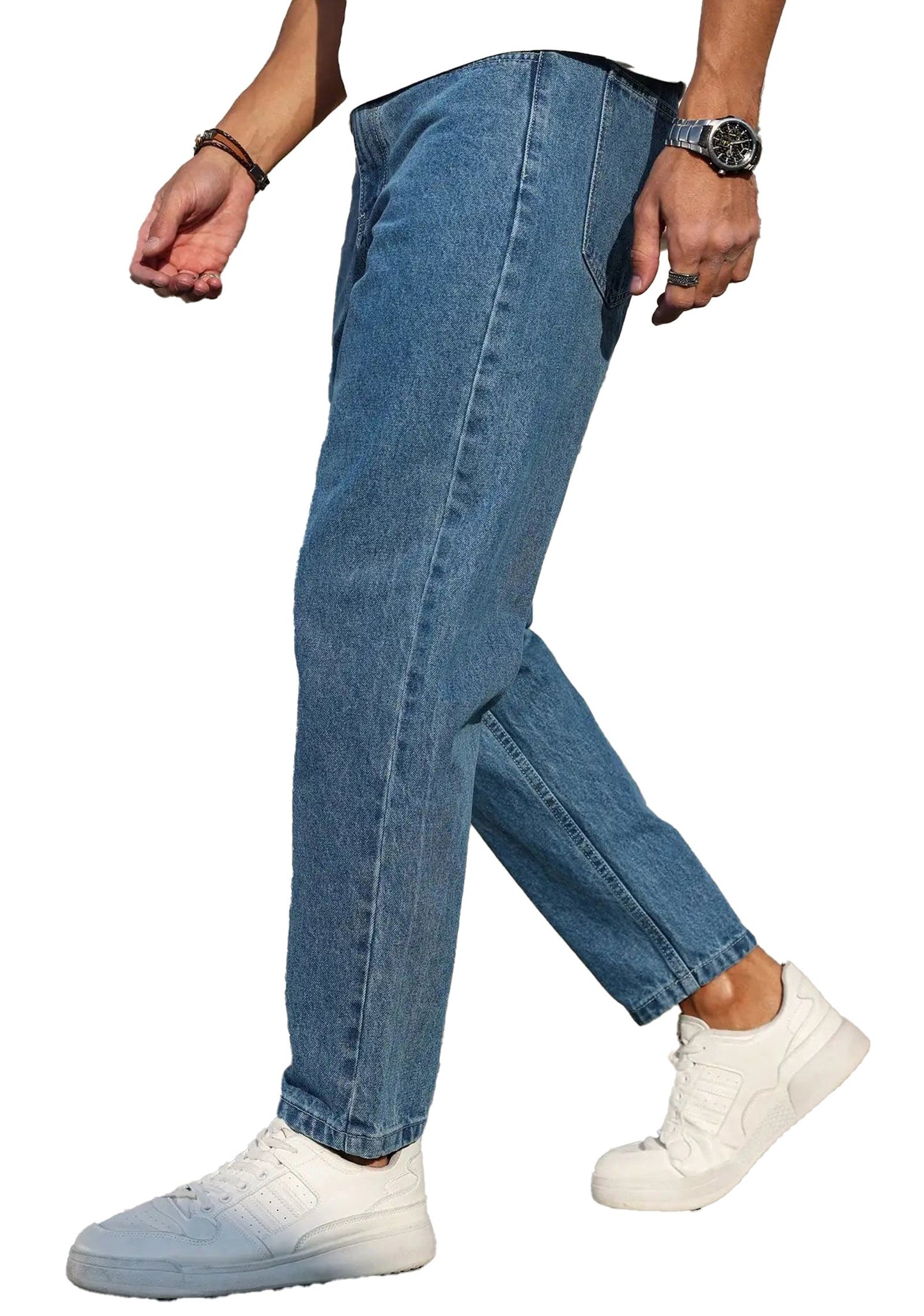 Mens Loose Fit Blue Jeans For Casual Style