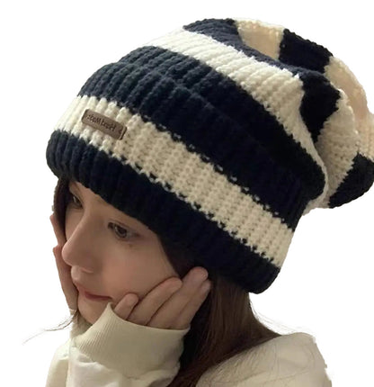 Striped Beanie Winter Hat For Women