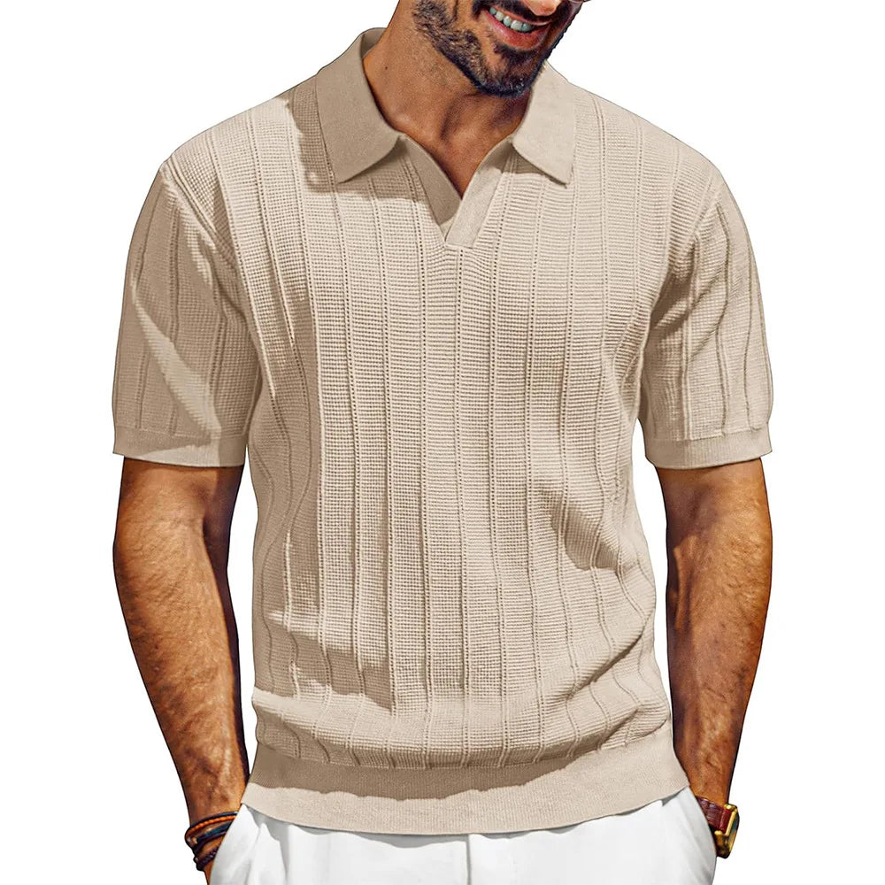Mens Casual Knitted Polo Shirt Stylish Fit