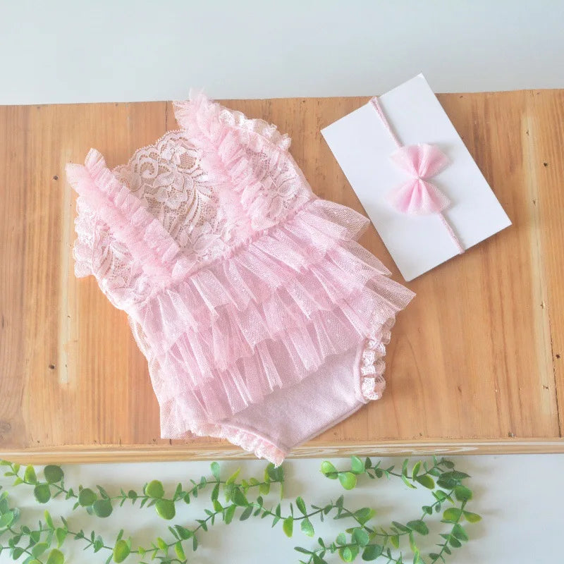 Newborn Baby Girl Lace Romper Princess Photography Outfit