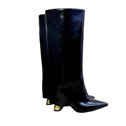 Designer Pointed Toe Knee High Boots
