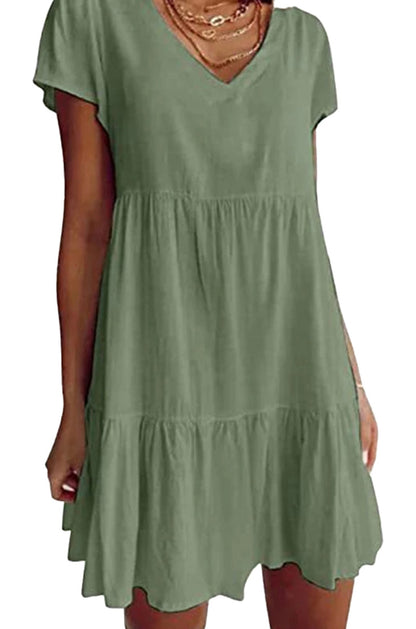 Womens V-Neck Mini Dress In Various Colors