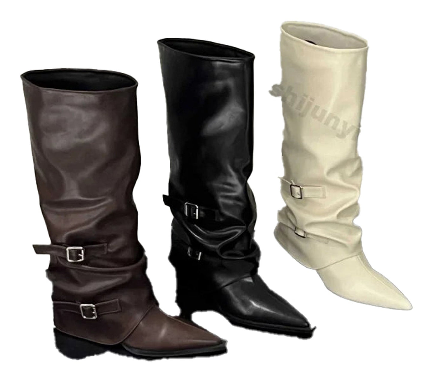 Womens Pointed Toe Knee High Boots