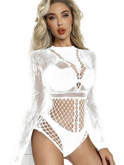 Sexy Lace Fishnet Bodysuit For Trendy Looks