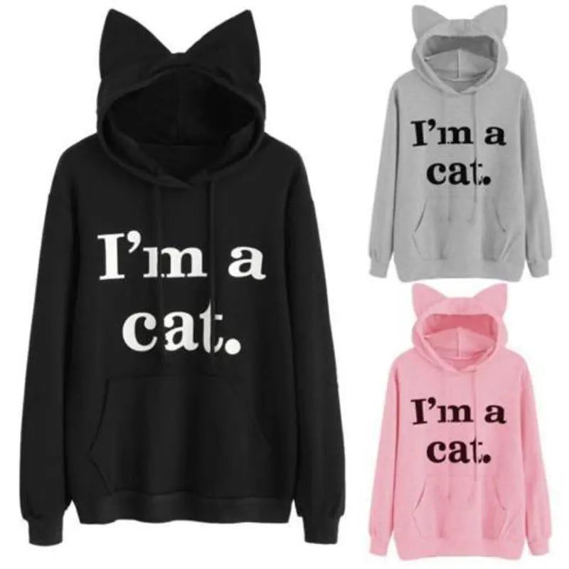 Womens Oversized Cat Ear Hoodie