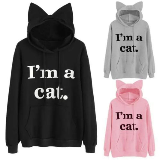 Womens Oversized Cat Ear Hoodie