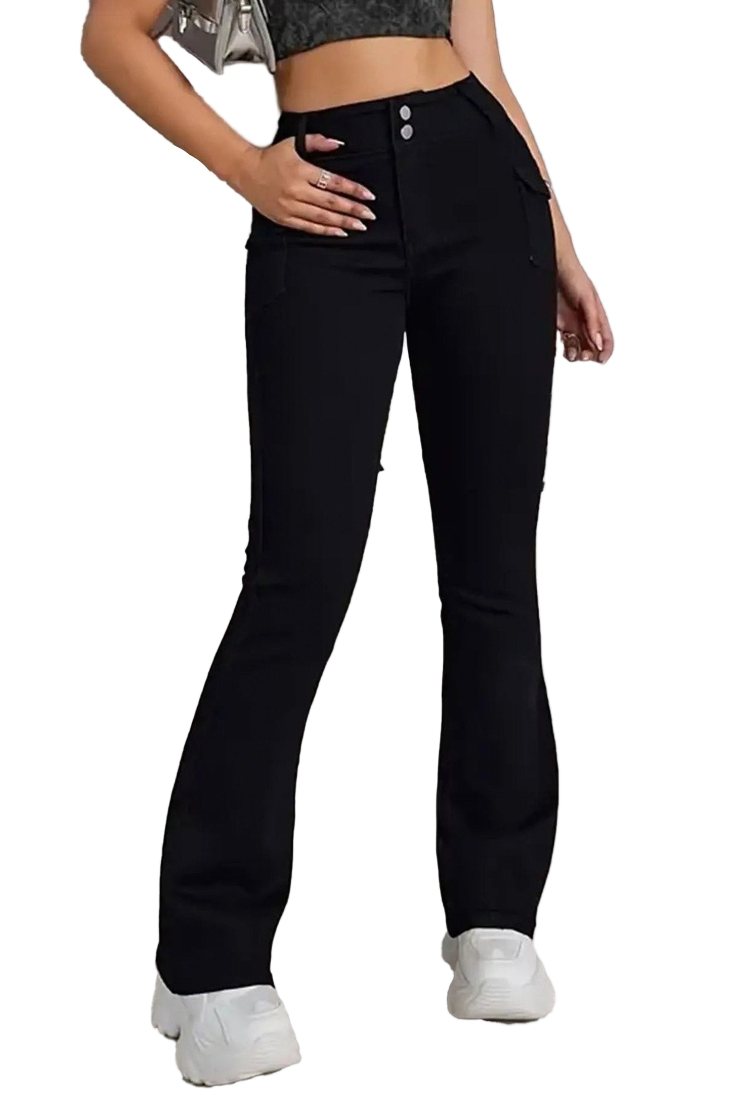 Womens Black Goth Flare Pants