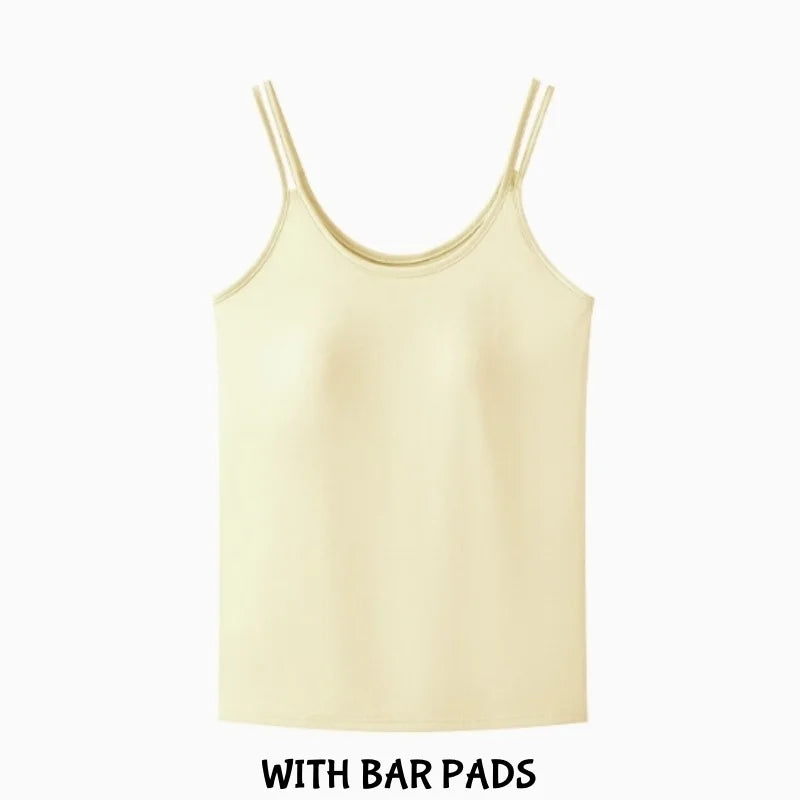 Womens Camisole Tank Top with Chest Pad Loose Fit