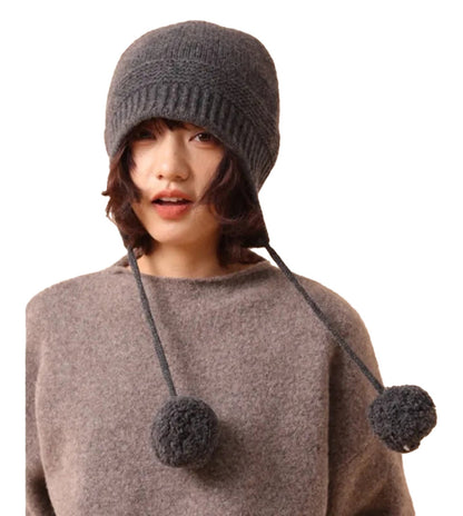 Womens Wool Beanie With Pom Pom Stylish Cozy Hat