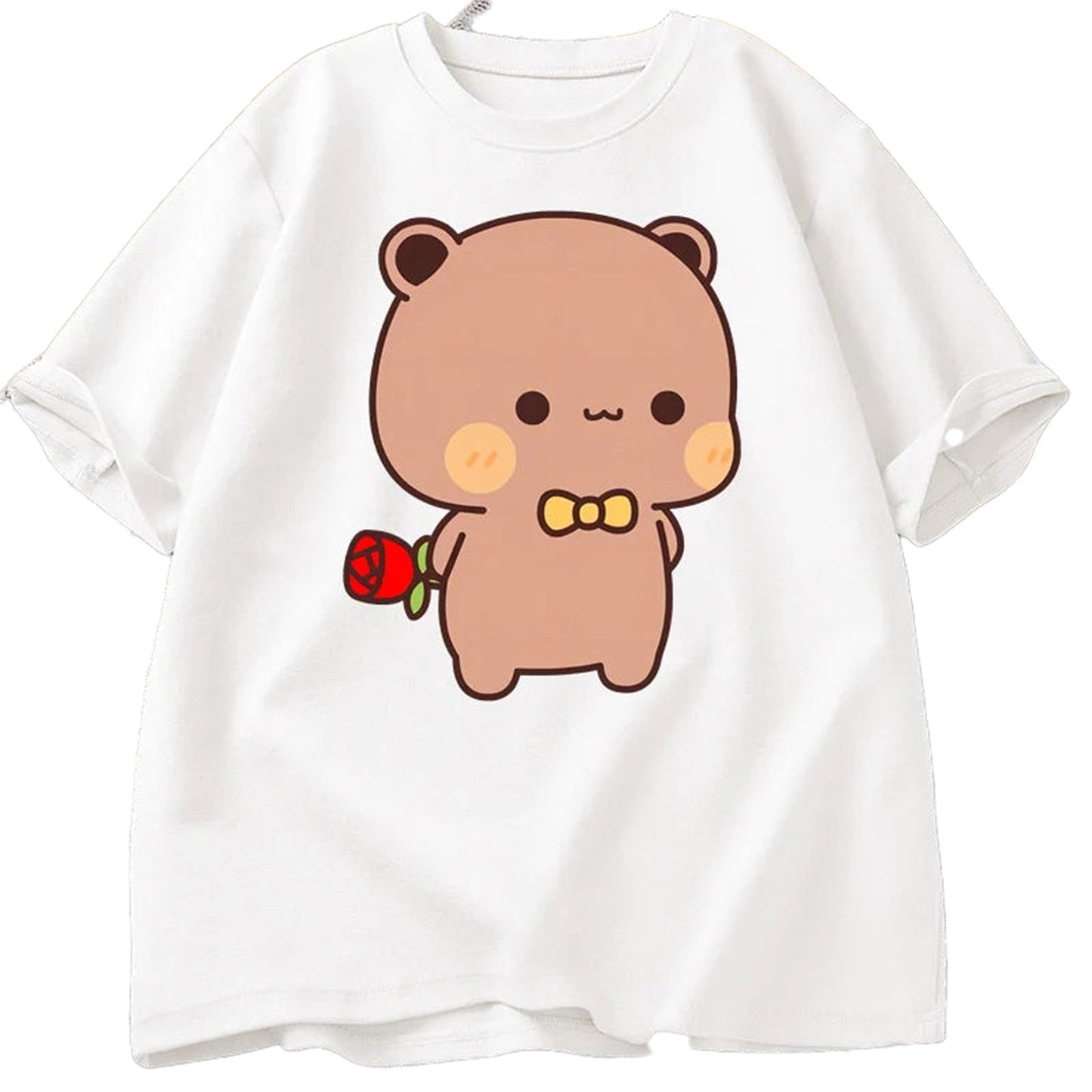 Model Wearing Funny DuDu Bear & Panda BuBu T-Shirt