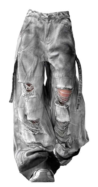 High Street Ripped Wide Leg Jeans