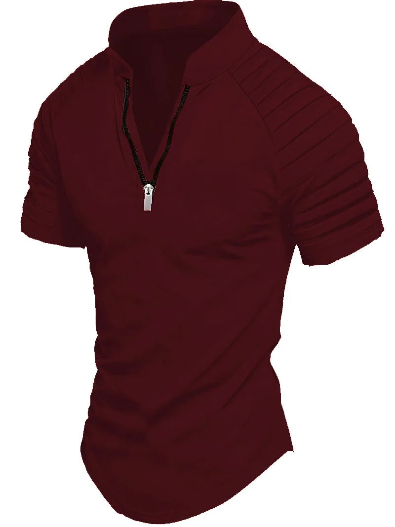 Mens Solid Color Polo Shirt Stylish Fit