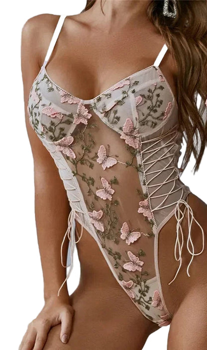 Lace Floral Bodysuit For Women
