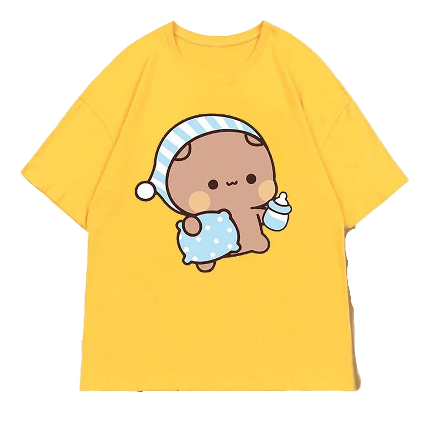 Detail of Cute Bubu Panda & DuDu Bear Graphic T-Shirt Design