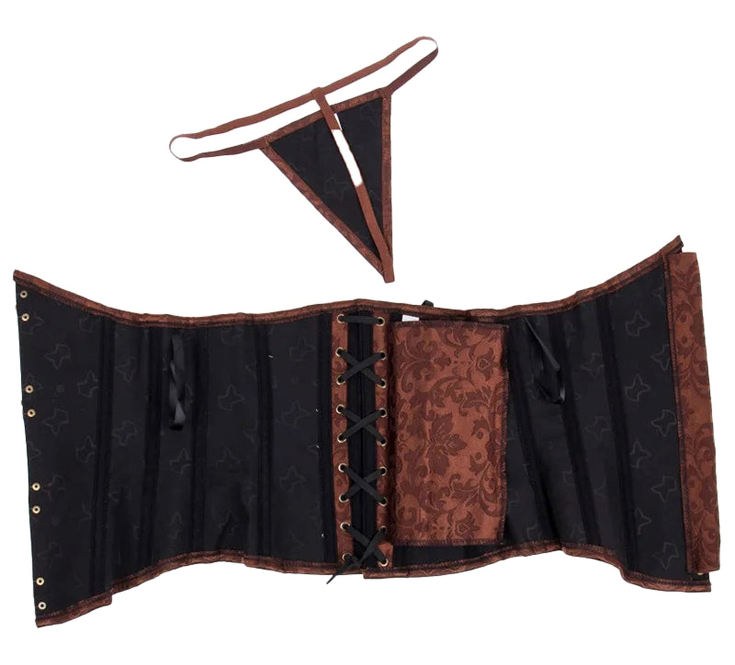 Brown And Beige Steampunk Underbust Corset