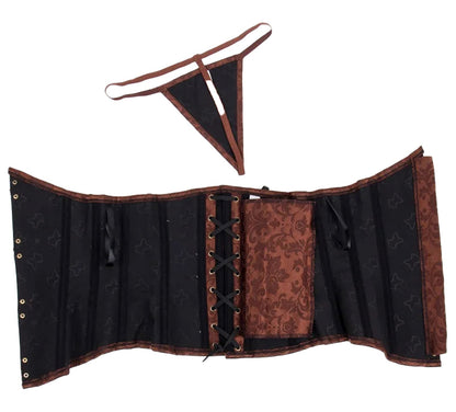 Brown And Beige Steampunk Underbust Corset