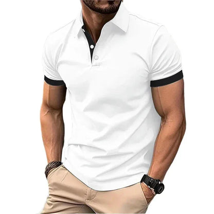 Mens Color Block Polo Shirt Trendy Style