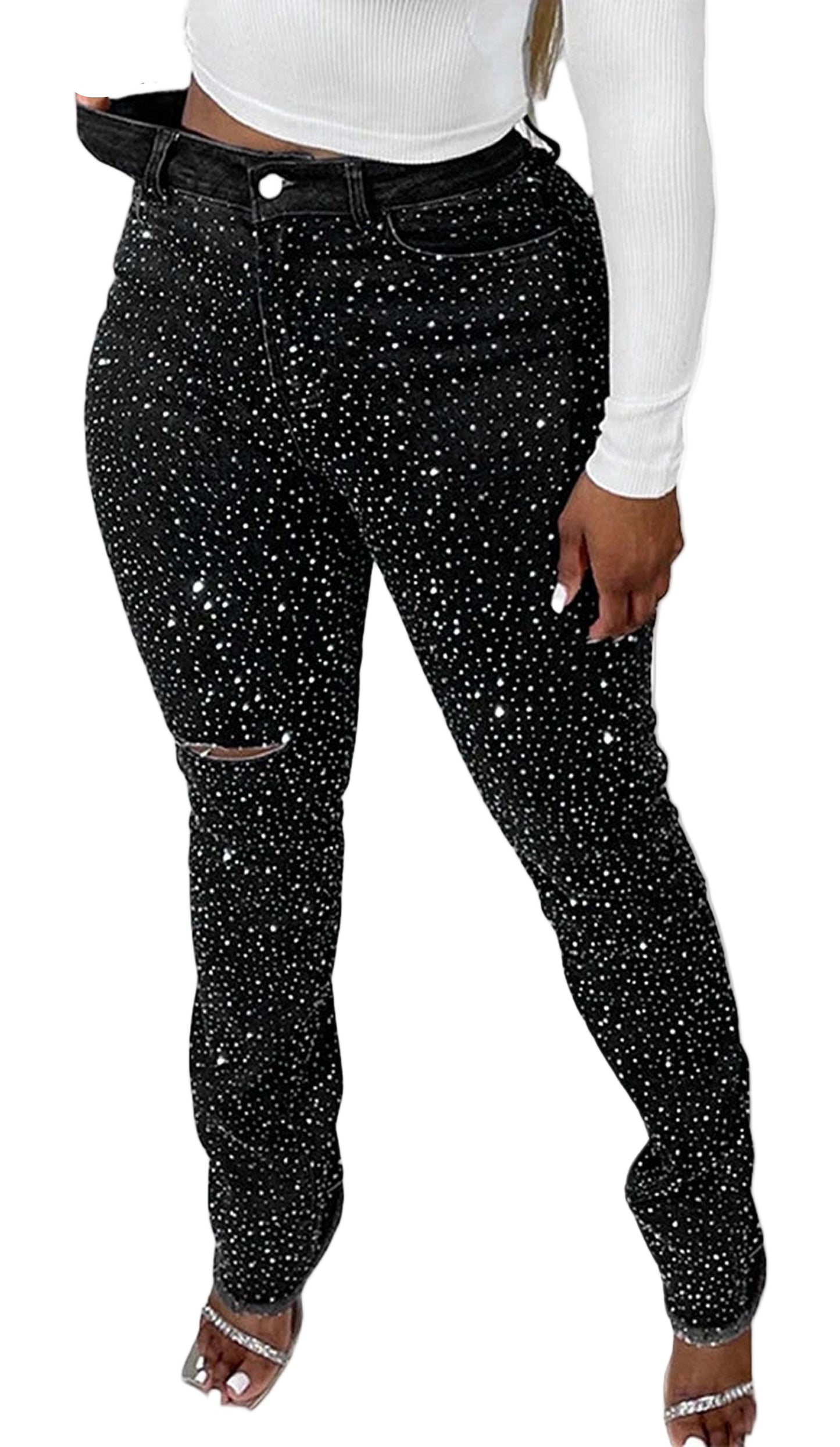 Womens Diamond Skinny Jeans For Chic Style