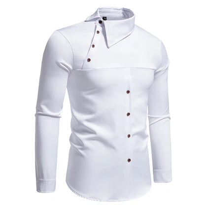 Mens Oblique Button Dress Shirt