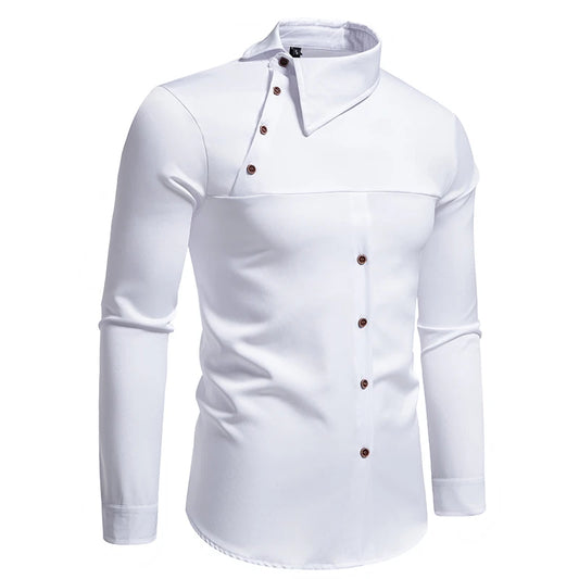 Mens Oblique Button Dress Shirt