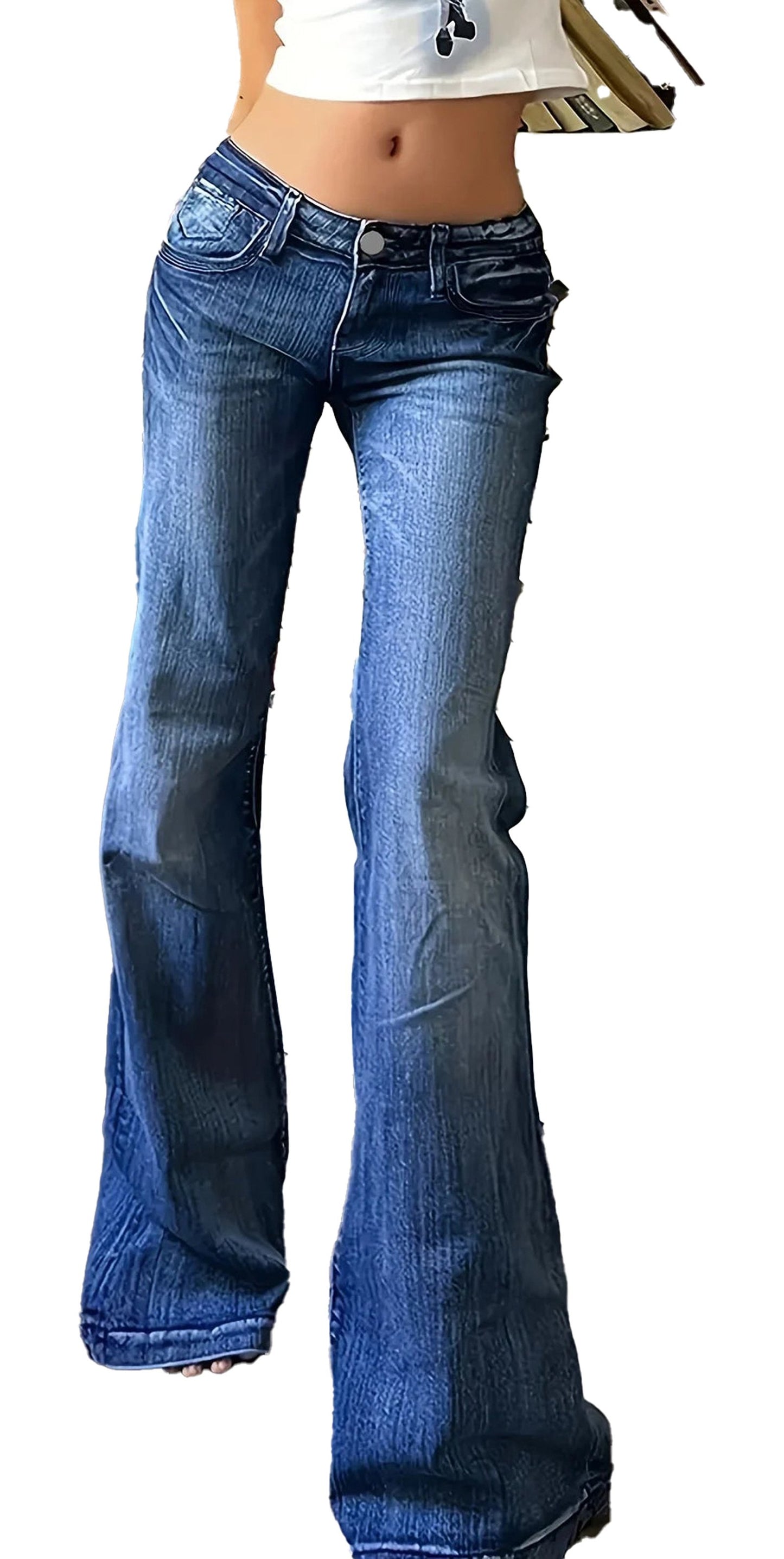 Womens Slim Flare Jeans Trendy Fit