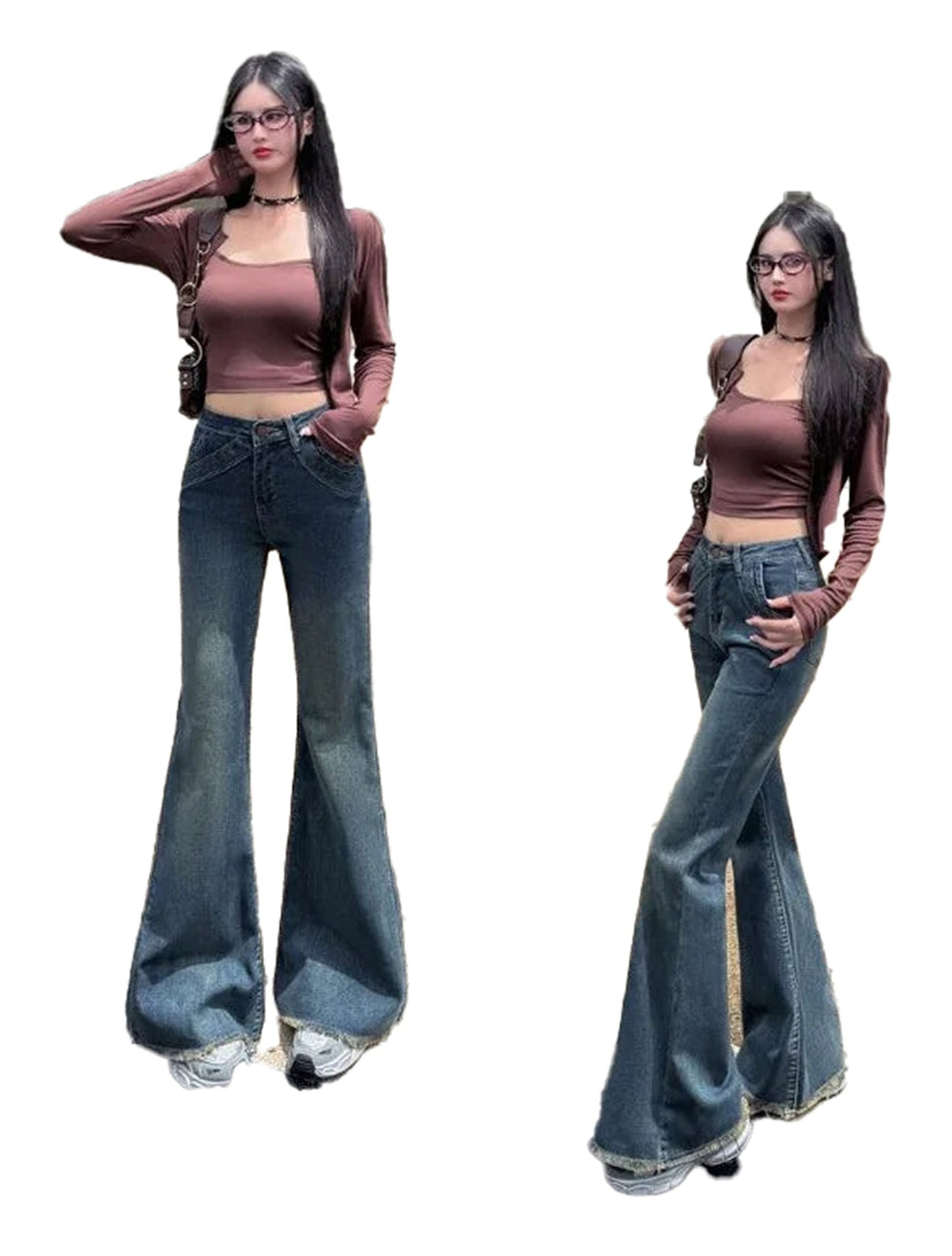 Womens Flared Jeans Retro Style