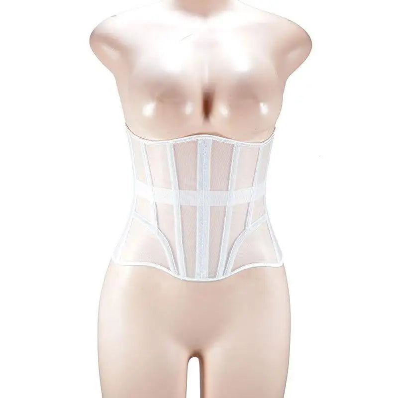 Women Breathable Mesh Corset Crop Top Under - Bust Bustier Slimming Waist Girdle