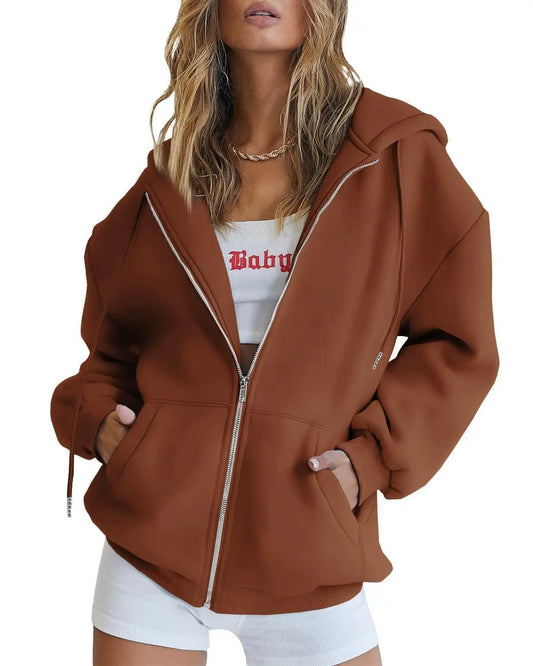 Oversized Zip Up Hoodie For Women
