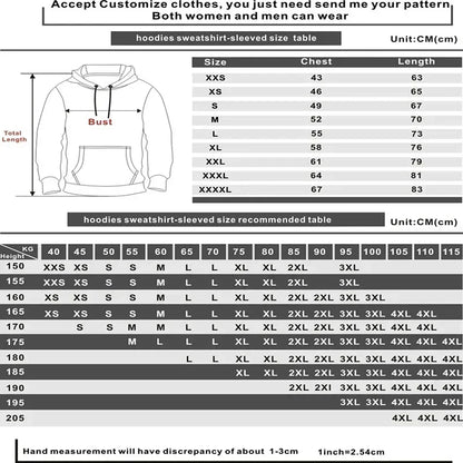 LuckeLadybug women's humorous graphic hoodies size chart for customizable fit options