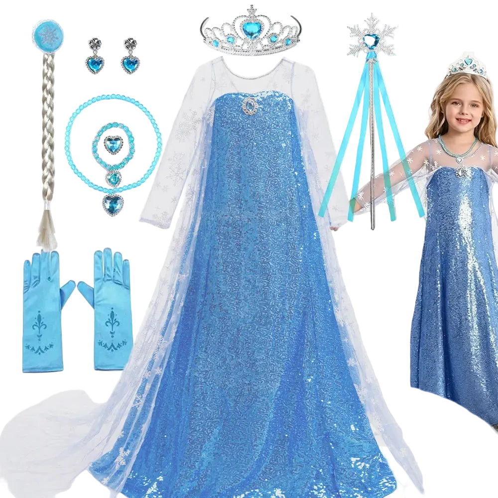 Toddler Blue Sequin Princess Maxi Costume Dress