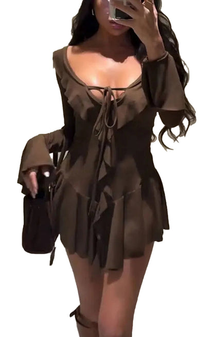 White Ruffled Mini Dress For Women