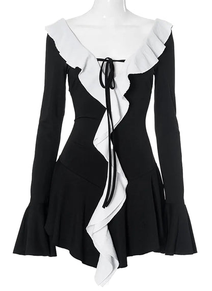 White Ruffled Mini Dress For Women