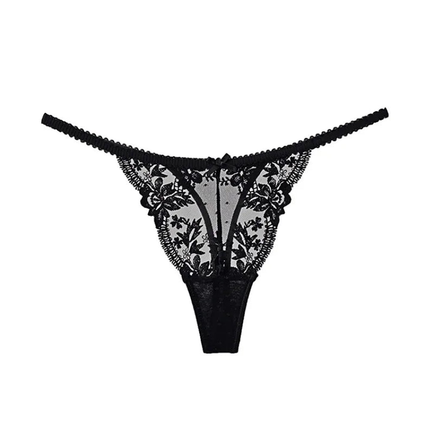 Side View of French Lace Christmas Tanga - Size S-XL