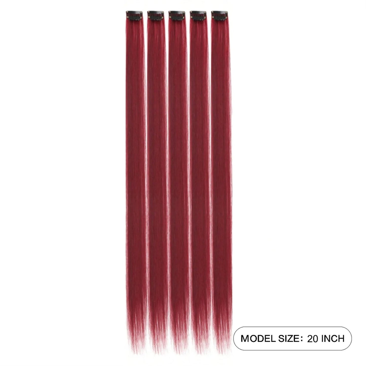 LuckeLadybug LLC Synthetic Clip In Hair Extensions in 20 Inch Long Straight Style for Versatile Looks